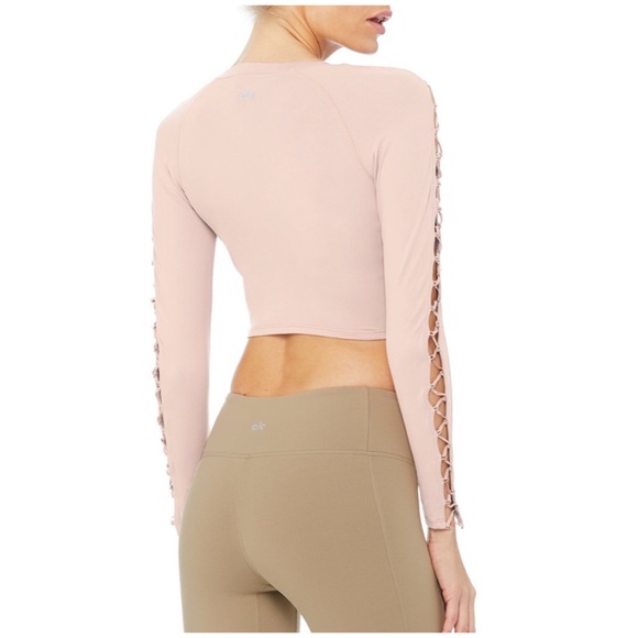 HIGH LINE LONG SLEEVE LACE UP TOP Nectar M EUC - Picture 2 of 8